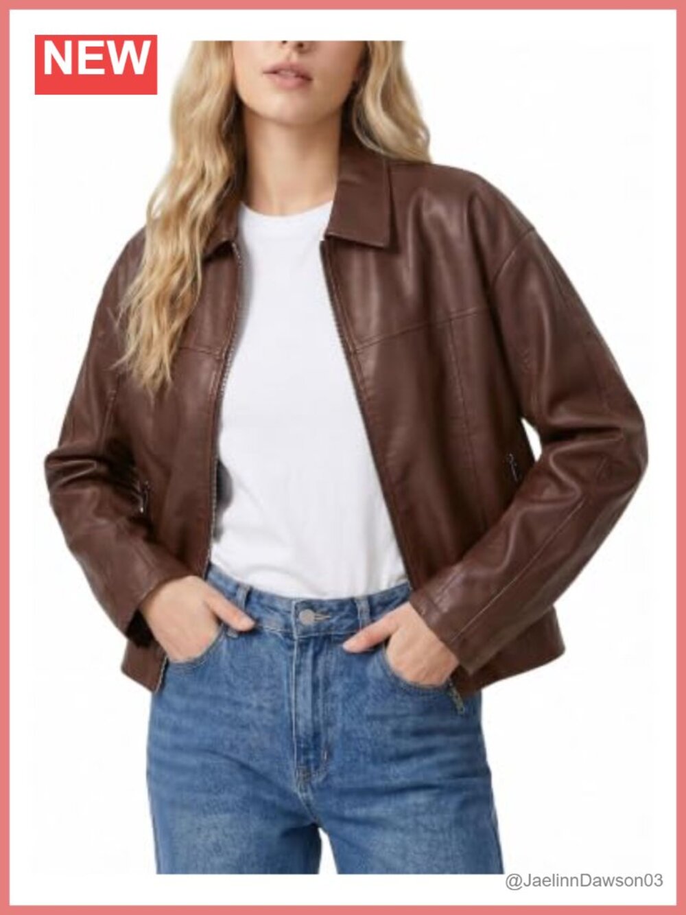 Faux Leather Jacket Women Collared Zip Up Moto Biker Jacket Casual